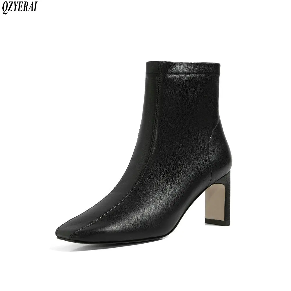 

Женские ботинки из натуральной кожи; Сезон осень-зима; Женские ботинки; Теплая женская обувь из воловьей кожи черного цвета; Размеры 34-42; 2020