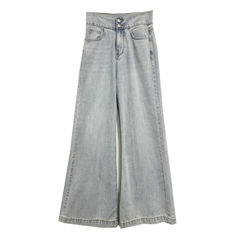 

Light-Colored Jeans New Spring and Autumn High Waist Slimming Thin Straight Loose Wide-Leg Pants for Women 2021 Trendy Ins