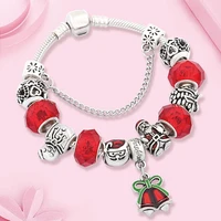 european and american fashion christmas red crystal bracelet red oil dripping christmas bell old man bracelet diy snowman