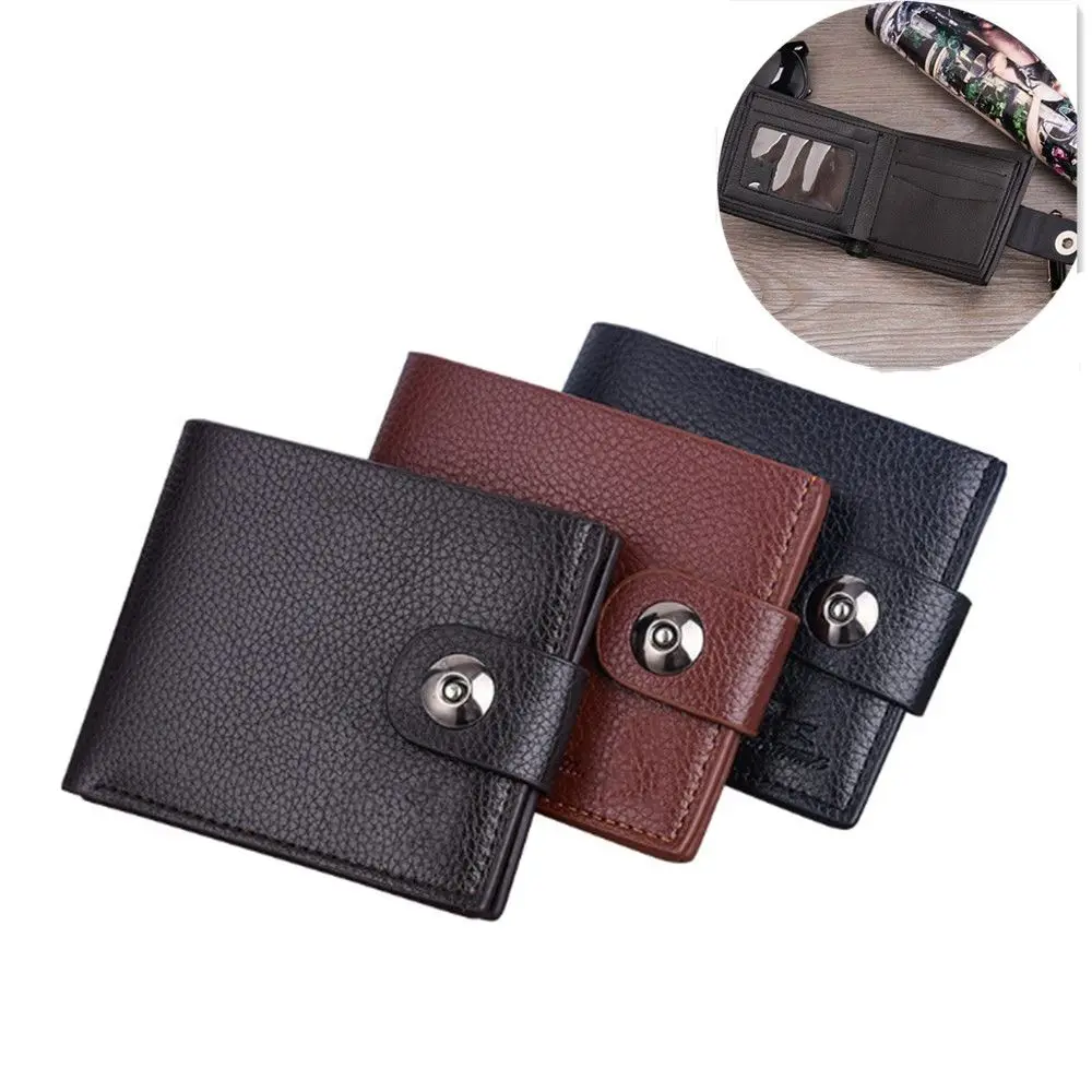 Мужской винтажный бумажник на защелке маленький мягкий короткий кошелек