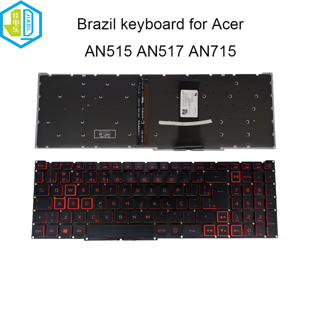 

BR Brazilian Backlit Laptop keyboard for Acer Nitro 5 AN515-54 AN515-43 AN517-51 AN715-51 Keyboards Brazil Red keycaps backlight