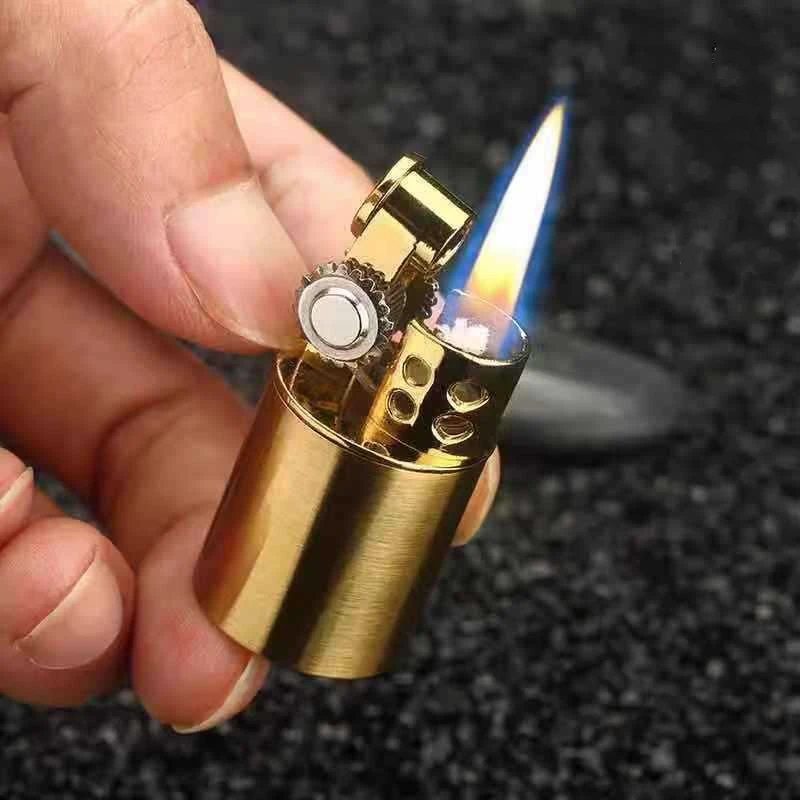 

Portable Kerosene Lighter Copper Shell Capsule Gasoline Flint Lighter Free Fire Inflated Oil Lighter Grinding Wheel Cigarette