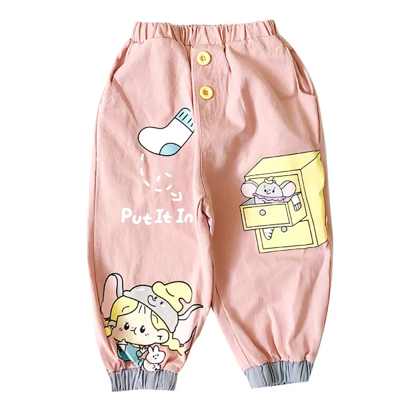 Tonytaobaby/Новые Осенние штаны с рисунком для маленьких девочек розовые штаны с изображением слона для девочек детские осенние