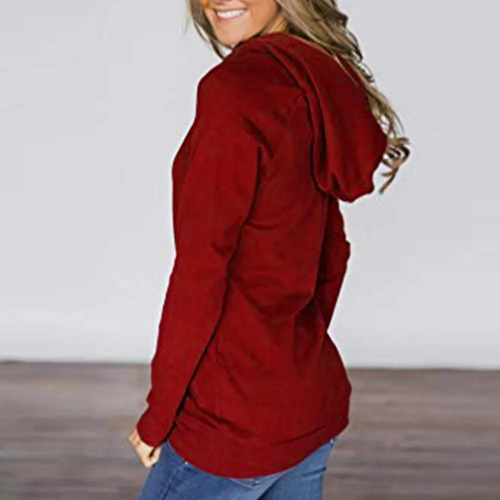 Лидер продаж шикарный дизайн женские повседневные однотонные толстовки с