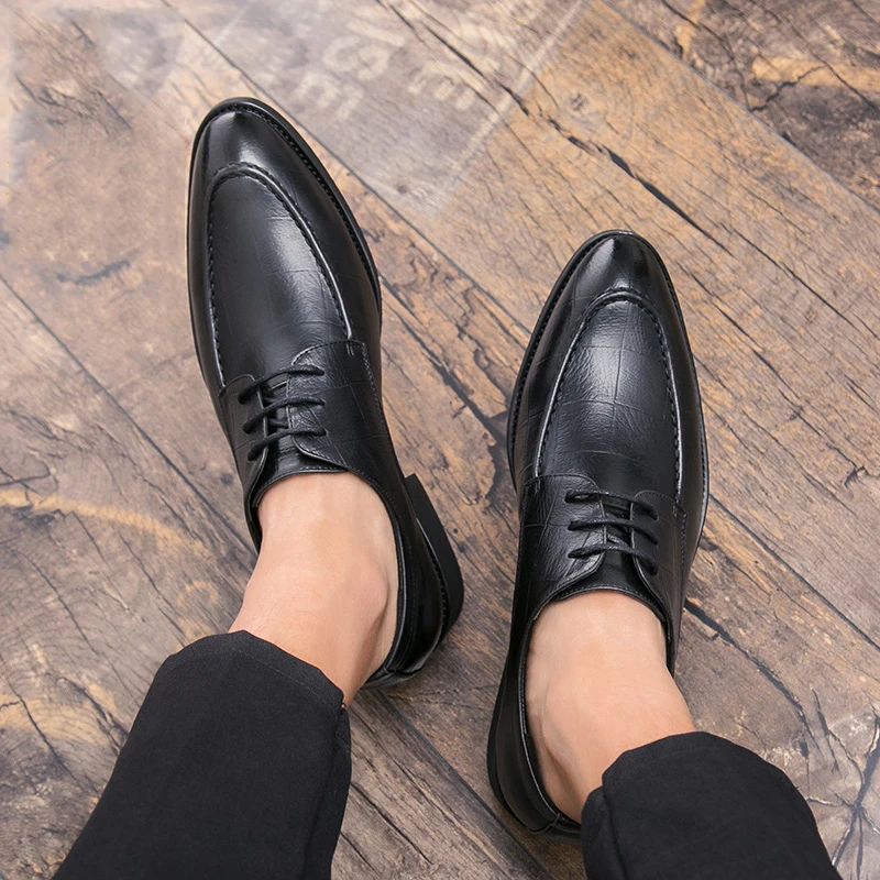 CRMDEOX/Новинка зимние мужские туфли оксфорды в деловом стиле с острым носком