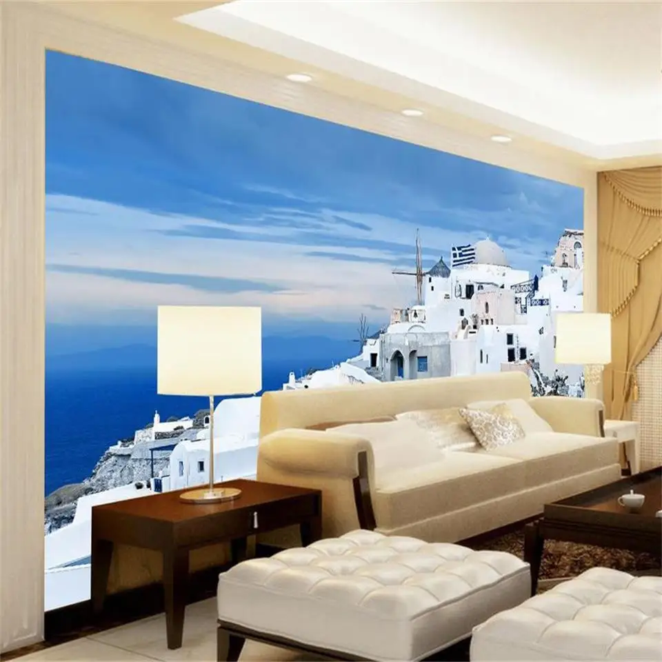 

3D фотообои на заказ, Настенные обои для гостиной с изображением белого дома, морского побережья, здания, фона для дивана, телевизора, домашни...