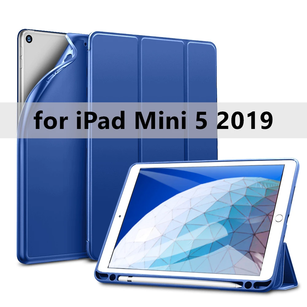 ESR чехол для iPad Air 3 Mini 5 7 Folio крышка отделения для резинового масла ультра тонкий смарт карандаш слот Мягкий ТПУ чехол для iPad 7 7 10,2 - Цвет: Blue for ipad mini 5