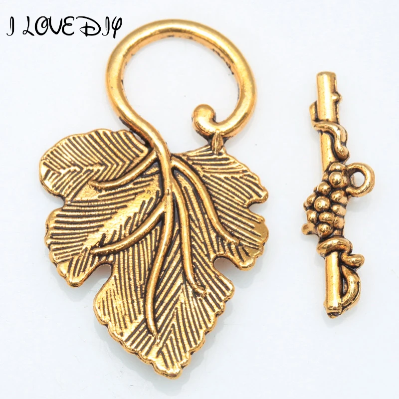 Застежки-тумблеры для ювелирных изделий 37x20 мм 22x2 мм, 10 комплектов, тибетское серебро, виноградный лист, отверстие около 1,5 мм Застежки-тумблеры для ювелирных изделий 37x20 мм 22x2 мм, 10 комплектов, тибетское серебро, виноградный лист, отверстие около 1,5 мм