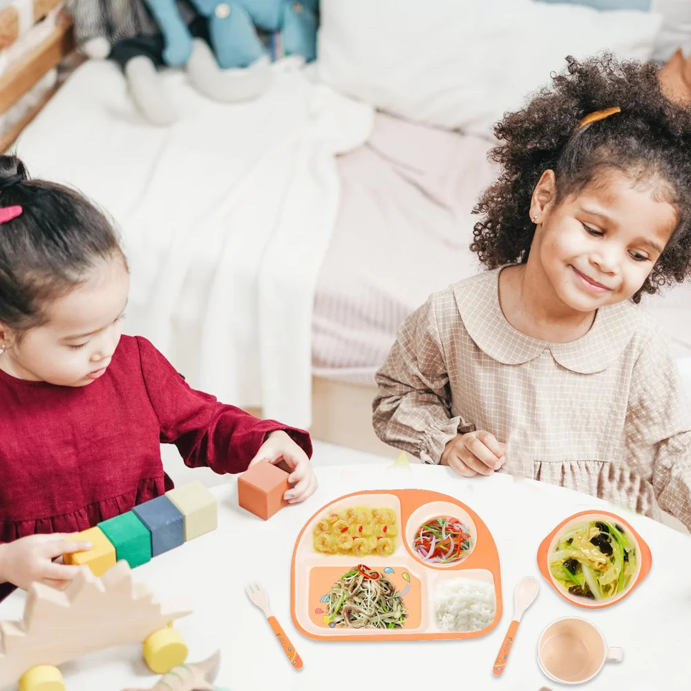 

1 Set Funny Lovely Kid Tableware Set Food Supplement Tray Bowl Fork Spoon Set