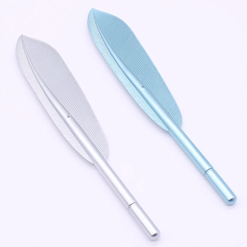 2PCS silver and blue Красивые перьевые гелевые ручки 0,5 мм креативные каваи милые чернила для гелевой ручки ручка подарок школьные офисные принадлежности канцелярские принадлежности - Цвет: 2PCS silver and blue