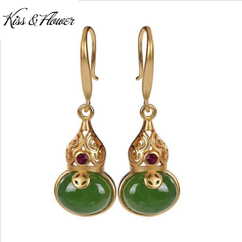 

KISS&FLOWER ER359 Fine Jewelry Wholesale Fashion Woman Girl Bride Mother Birthday Wedding Gift Calabash 24KT Gold Drop Earrings