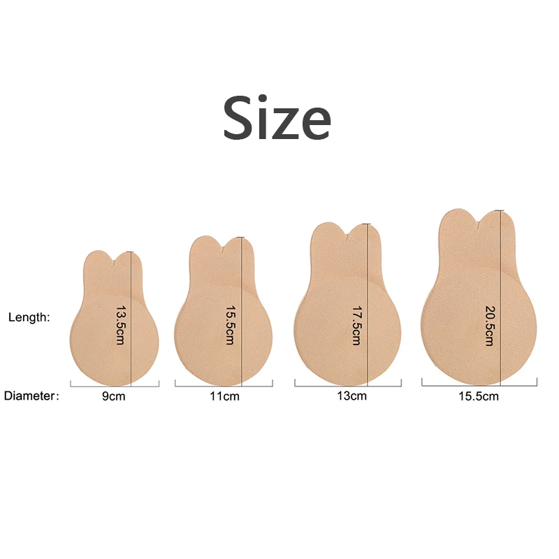 

2pcs/pair Rabbit Nipple Cover Silicone Women Breast Petals Strapless Backless Bra Tape Invisible Lift Up Reusable Breast Sticker