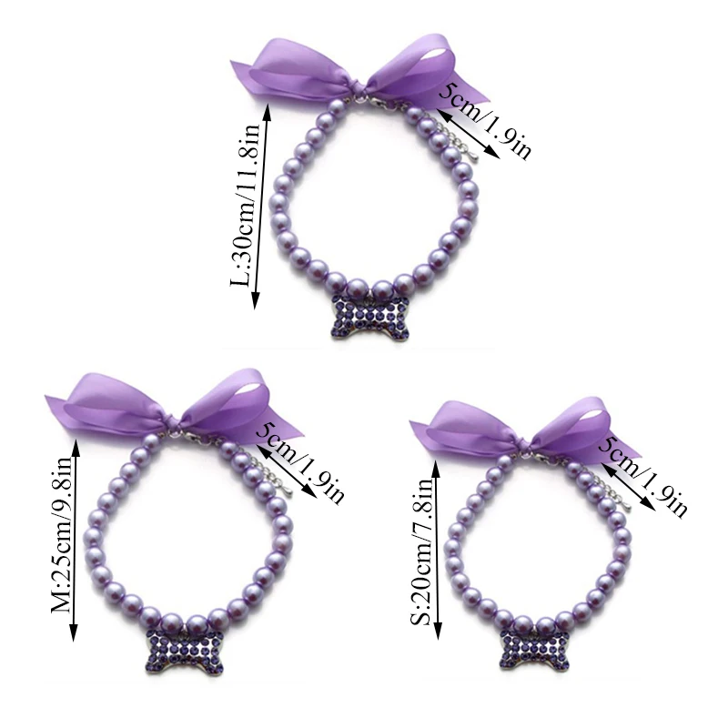 

Pet Accessories Heart Rhinestone Puppy Dog Cat Pearl Necklace Pet Accessories Love Diamond Pets Dogs Collar Jewelry 2021 New