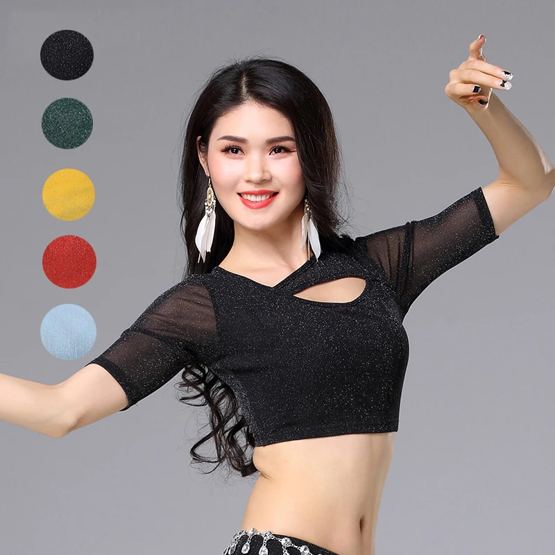 Женский костюм для танца живота короткий топ с блестками занятий йогой VDB1283|Танец