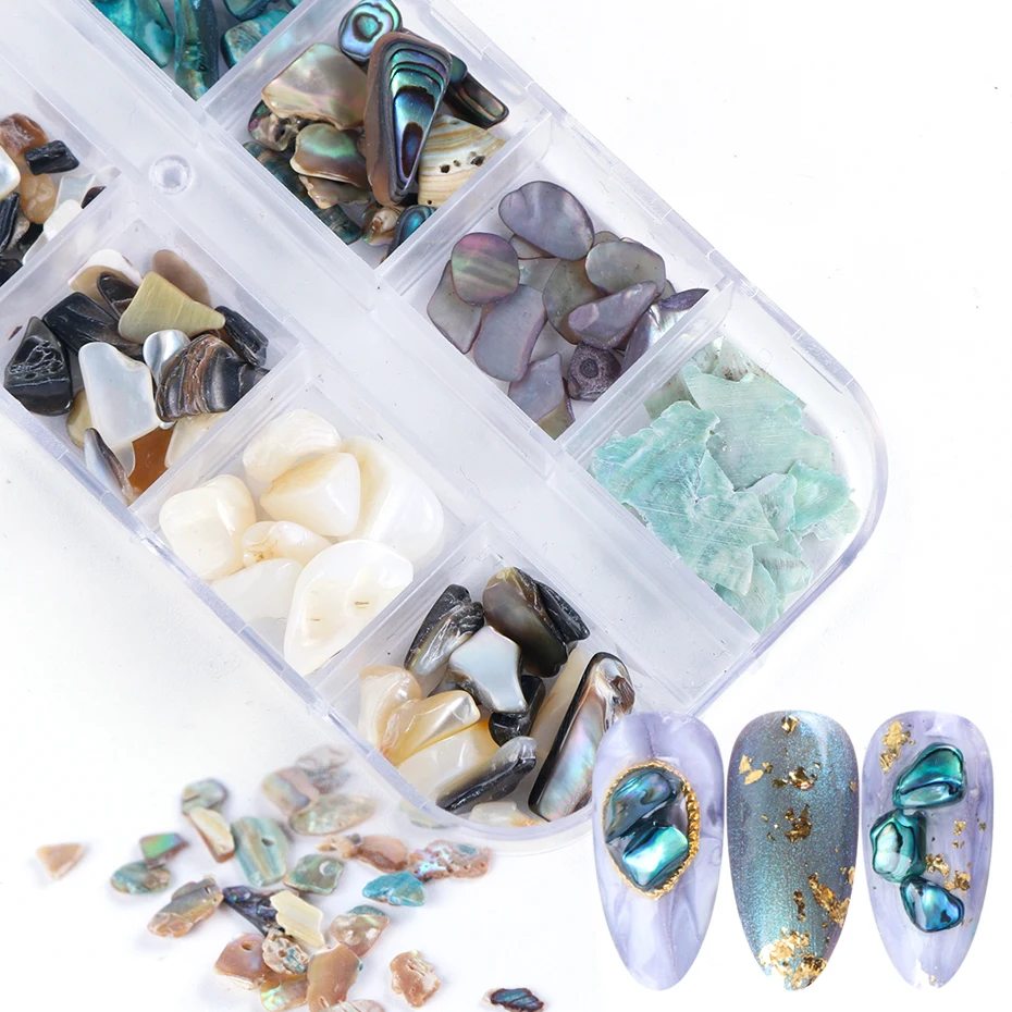 12 решеток/набор мраморная оболочка для украшения ногтей дизайн океана ломтик