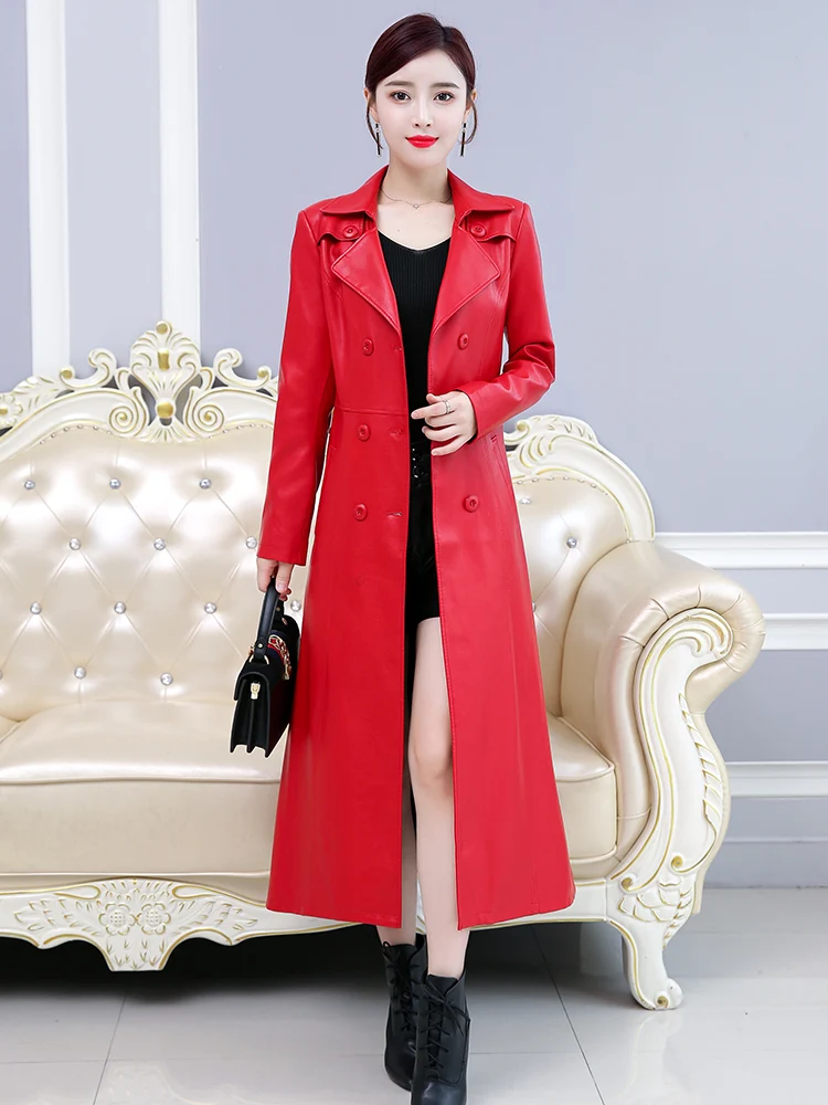 

Plus size 5XL 2019 Spring autumn new high quality pu leather jacket women moto leather jacket female slim long faux leather coat
