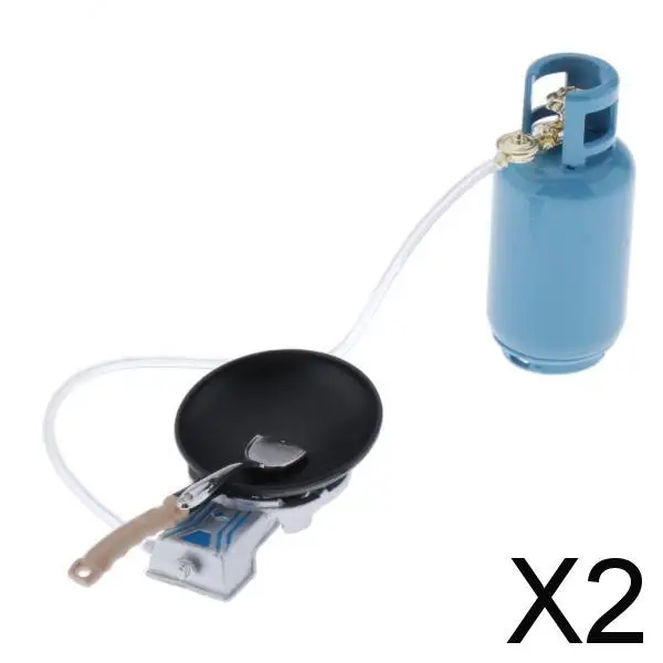 

2x12th Miniature Kitchen Gas Tank Stove Wok Shovel Toy Furniture Accessory