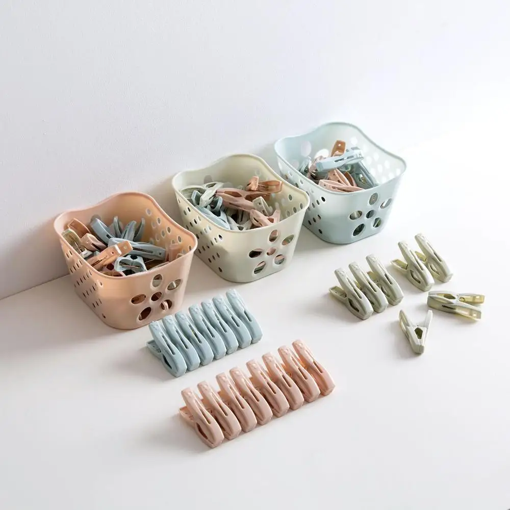 30PCS Plastic Clothes Pegs Laundry Clothespin Storage Organizer Quilt Towel Clips Large Spring With Basket Travel Accessories | Дом и сад