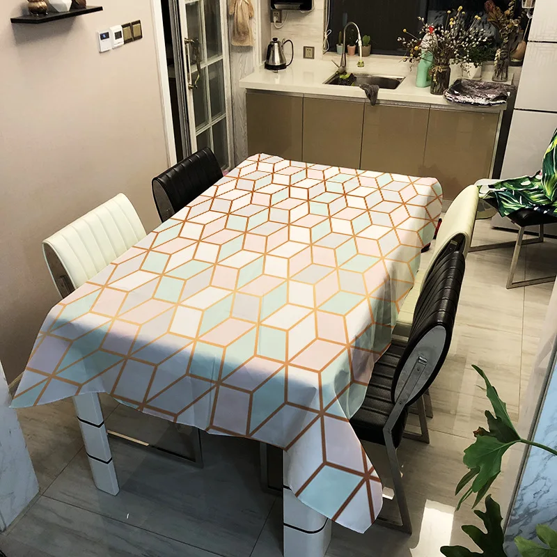 

Home decorative striped plaid pattern printing washable tablecloth