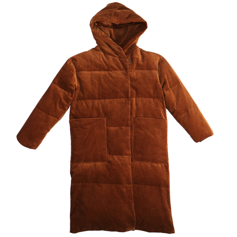 Зимнее бархатное пуховое пальто выше колена женское двубортное теплое с