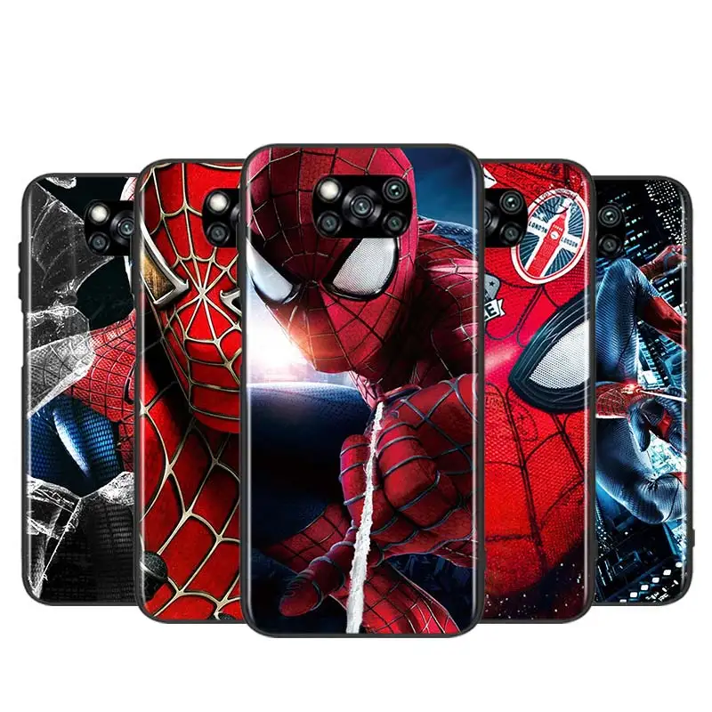 

Spiderman Marvel for Xiaomi Poco X3 GT NFC M3 F3 C3 M2 F2 F1 X2 Pro Mi Mix 3 Play 5 6Silicone Soft Black Phone Case