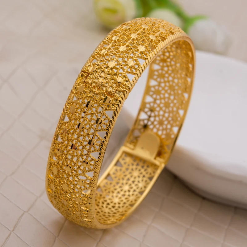 24K ширина женские винтажные браслеты Античное золото Длинный браслет и ювелирные