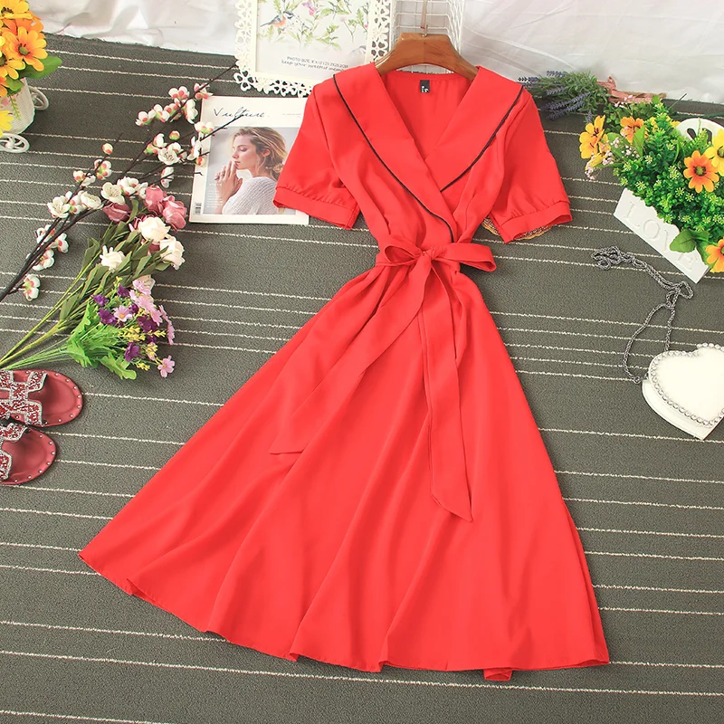 Женское платье с поясом Fitaylor Элегантное Длинное винтажное v-образным вырезом