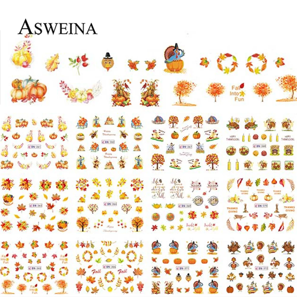 Наклейка для ногтей на День Благодарения переводная наклейка смешанный осенний