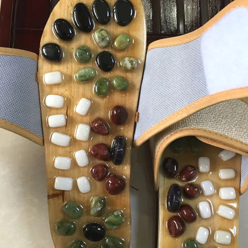 Массажные тапочки стопы Массажная обувь Шиатсу расслабляет сандалии с булыжник