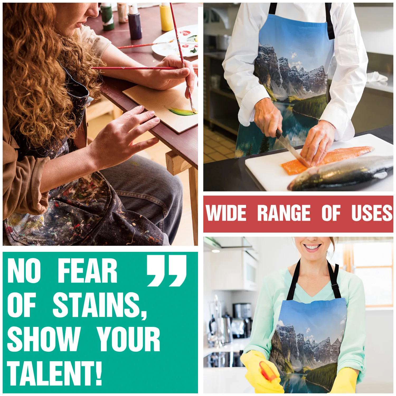 Красивый природный пейзаж горное озеро фартуки Регулируемый Холст Женский