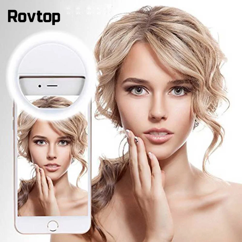 Rovtop USB зарядка светодиодный кольцевой светильник для селфи для Iphone дополнительный светильник ing Selfie увеличивающий заполняющий светильник для телефонов