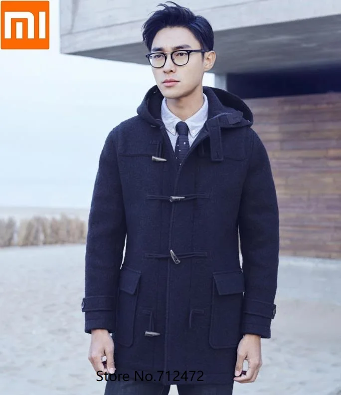 

Новинка, роскошное деловое Мужское пальто с сильным бархатным гудком и пряжкой, осенне-зимнее пальто с капюшоном из 68% овечьей шерсти, куртк...