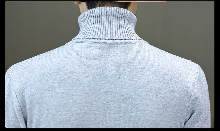 Зимний теплый свитер мужской моды Водолазка мужская эластичная сила Slim Fit Повседневный пуловер свитер вязаная одежда Pull