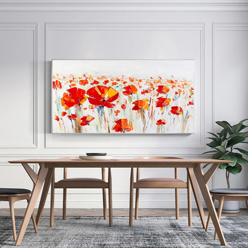Абстрактная живопись красные цветы Wall Art картина холст для живописи Гостиная без
