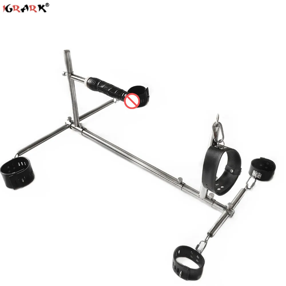 Фаллоимитатор унисекс из нержавеющей стали для БДСМ бондажа кожаные наручники