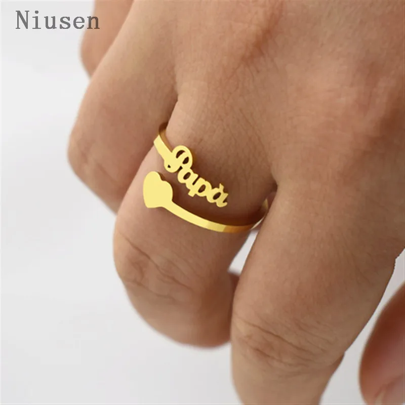 Новые модные открытые кольца с сердечками для семьи изящные надписью мама