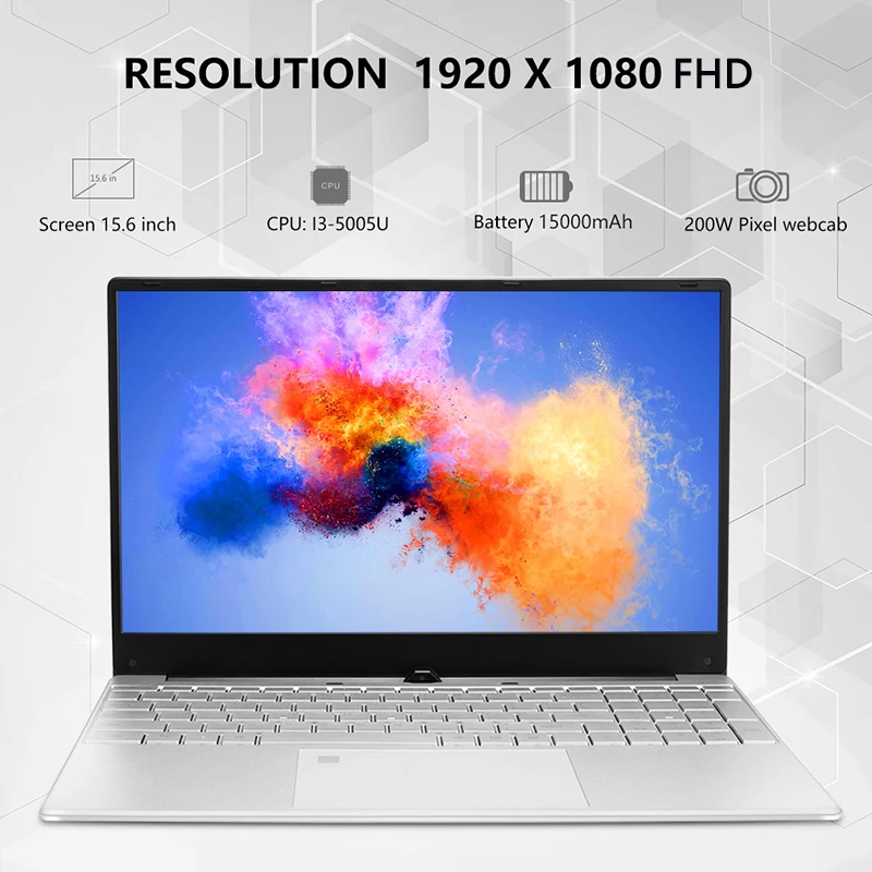 15,6 дюймов процессор Intel Core i3 5005U ноутбук Windows10 8G Оперативная память 128/256/512 ГБ SSD Тетрадь узкие Пограничный экран и ультратонких ноутбуках, определение отпечатка пальца