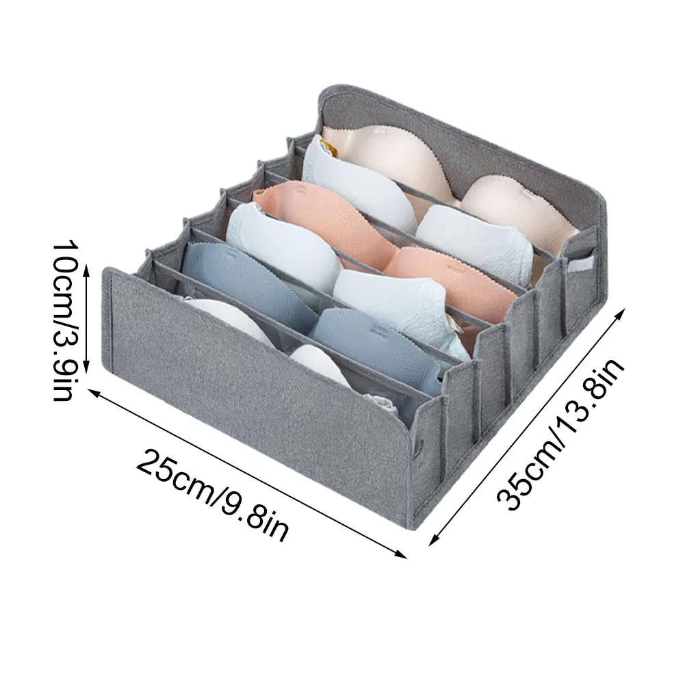 

Drawer Divider Storage Box Compartment Foldable Closet Organizer Underwear for Bra Socks Cabinet Household Clothes Grey 2PCS