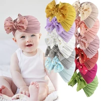 beautiful shiny bowknot hat for girls solid color baby hat soft beathable baby cap beanies turban head wraps hair accessories