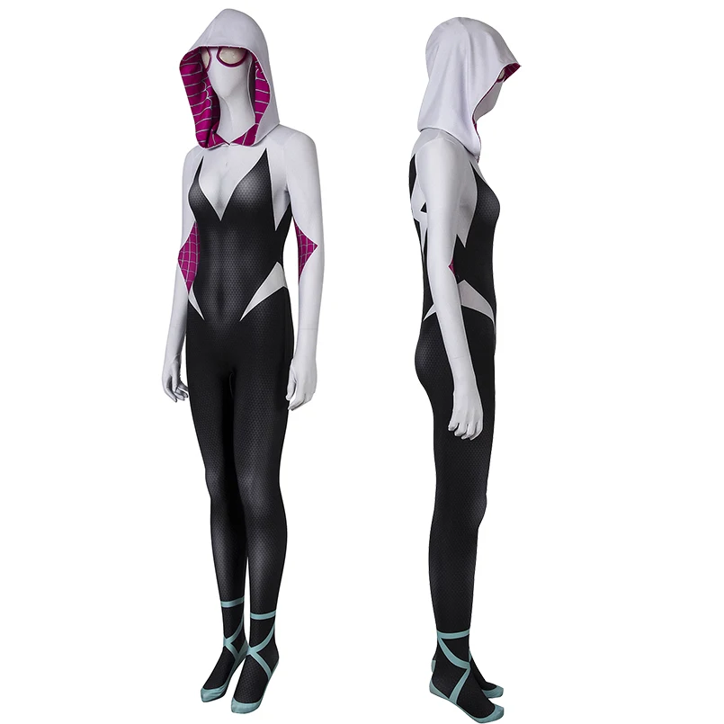 Взрослый Для женщин в текстами и сюжетами из паук для девочек Gwen Stacy комбинезон