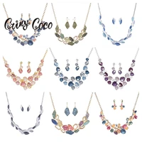 sale cring coco women gold plated jewelry sets design leaf drop earrings earrings female luxury necklaces set for wedding