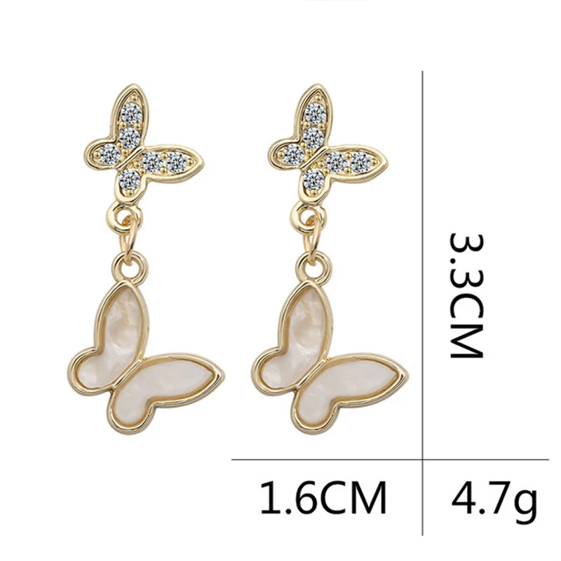 

2020 new fashion exquisite romantic love inlaid stone butterfly long earrings female accessories jewelry