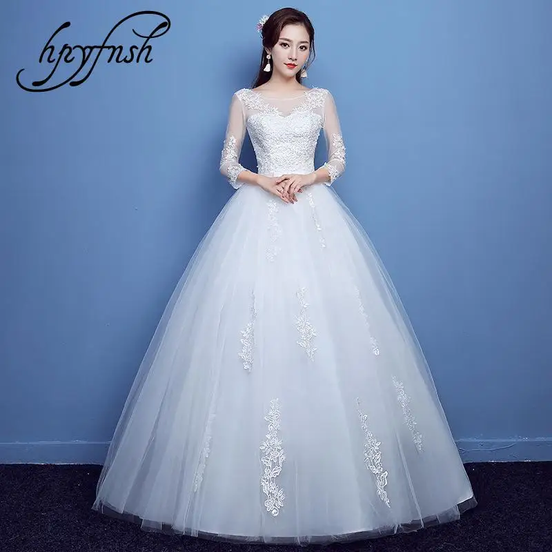 Аппликация кружева Vestidos De Novia 2020 свадебное платье три четверти o образным вырезом