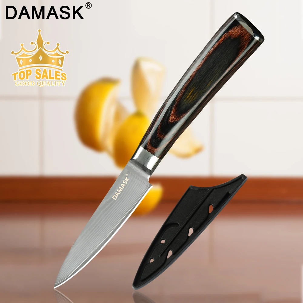 Damask VG10 Дамасская сталь 3 5 &quotнож для очистки овощей цветная деревянная ручка 67