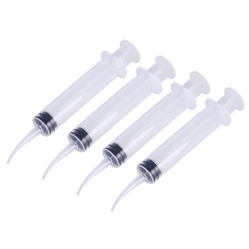 

Dental Care 4Pcs/Set Disposable Transparent Dental Irrigation Syringe With Curved Tip 12cc
