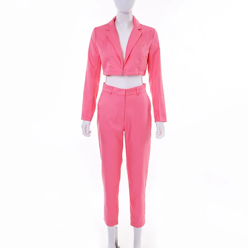 

2019 New Long Sleeve Sexy Short Suit Mid-waist Slim Long Pants Casual Suit for Women