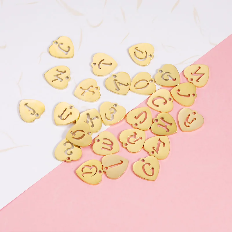 

Смешанная распродажа 10 шт. полые 26 букв алфавита сердце подвеска зеркало из нержавеющей стали Сделай Сам надпись Love Сердце ювелирное украше...