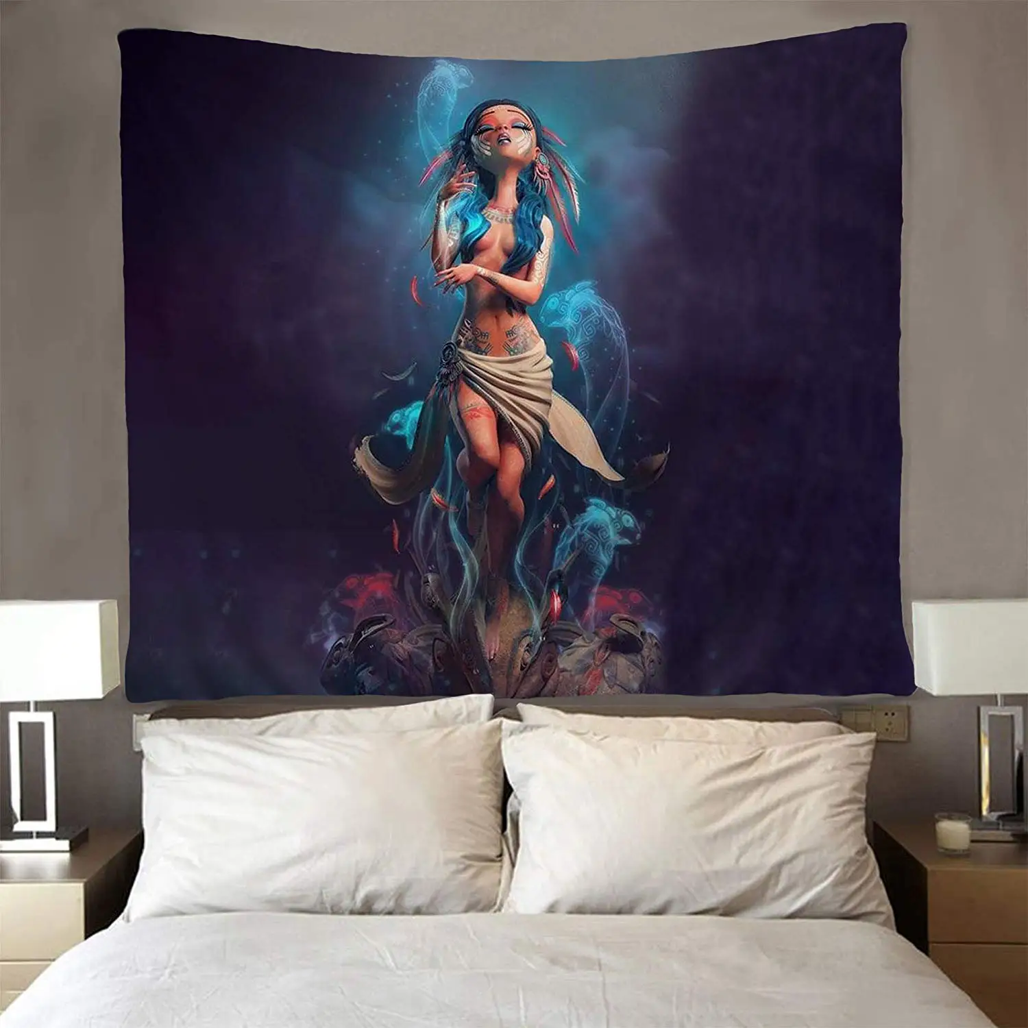 Афро девушка афиканская американская Поющая гобелены хиппи искусство на