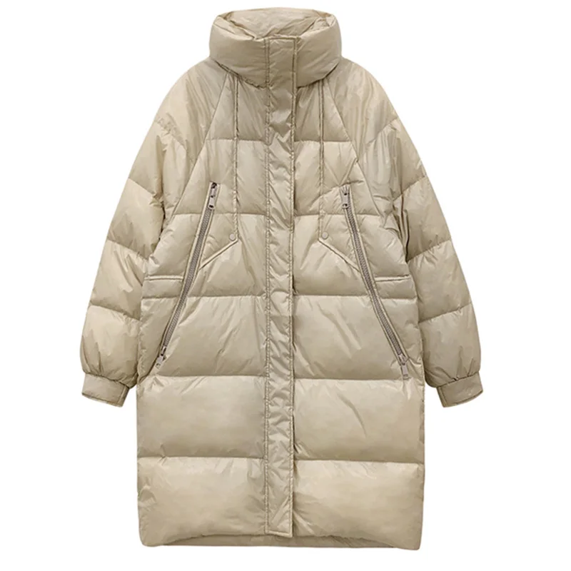 Пуховик в форме кокона женские длинные теплые зимние куртки новинка свободная