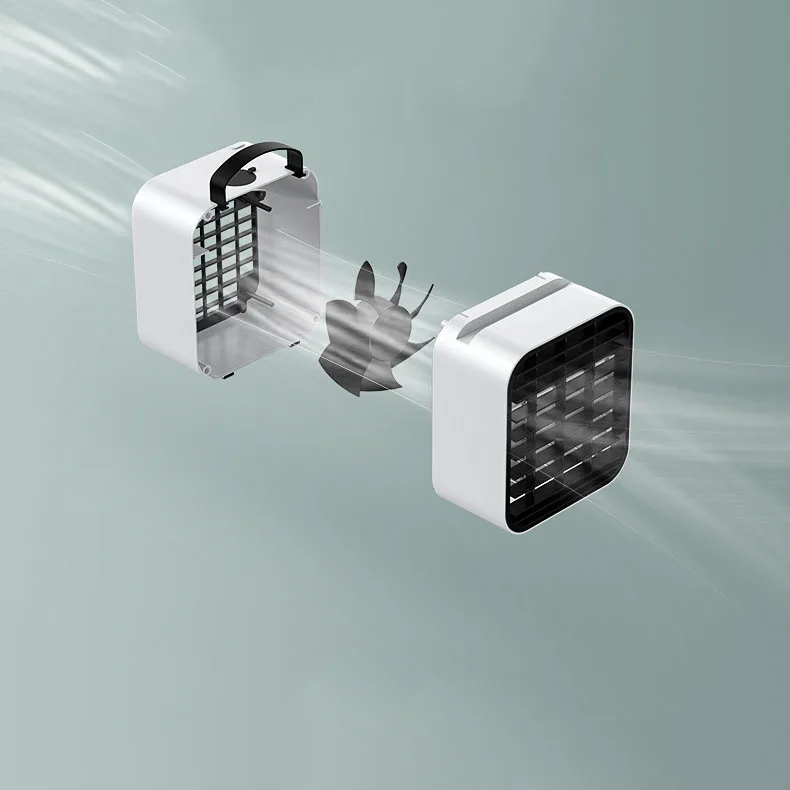 

Mini USB Portable Air Conditioner Desk Cooler with Phone Holder 3 Gear Water Fan Spray Air Humidifier for Home Office Bedroom